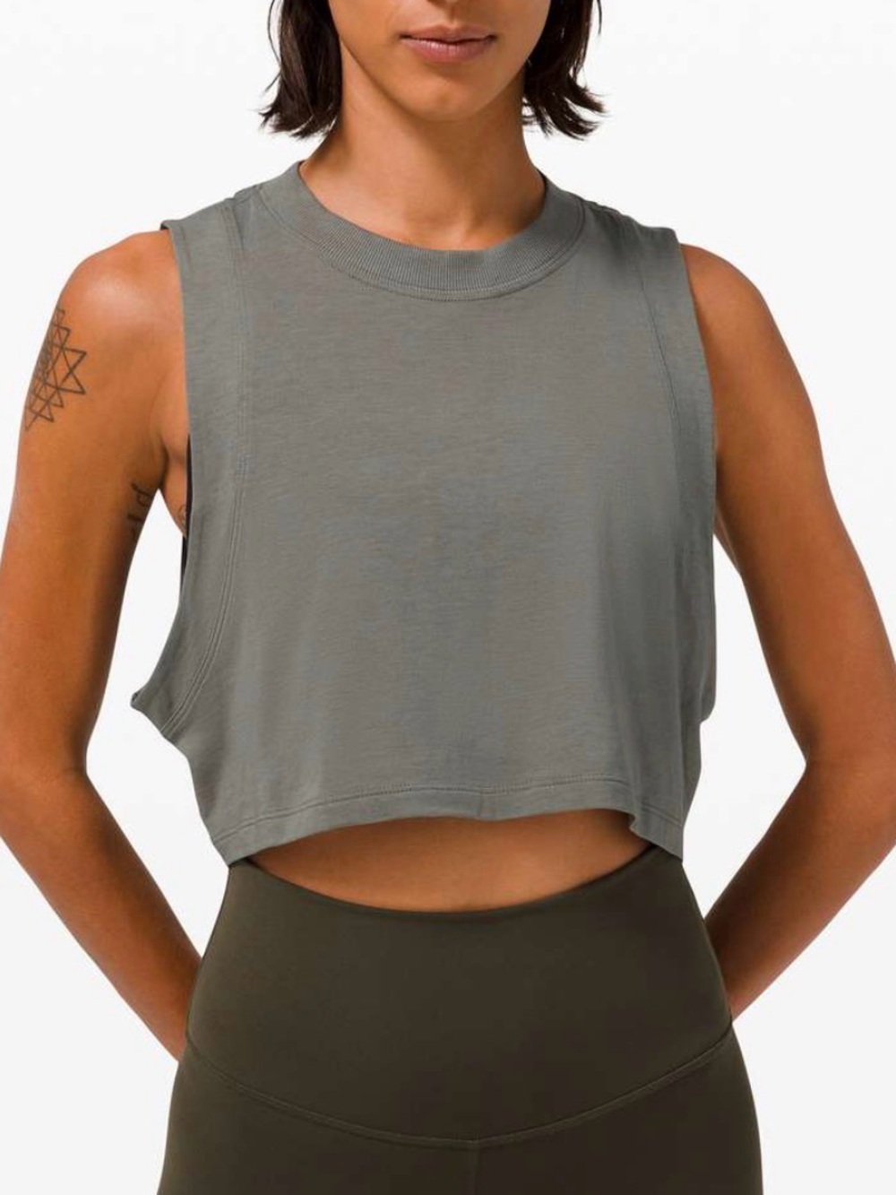 Lululemon Women's Crop All Yours Muscle Tank Top - Gray Sage